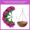 Artificial Hanging Flower Basket – Faux Silk Petunias & Morning Glories with Coconut Lining (Lotus & Fuchsia)